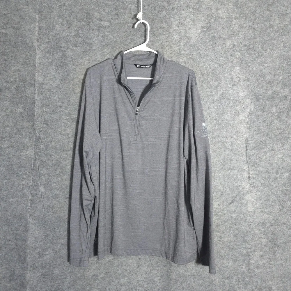 TravisMathew Pullover Mens XL Grey 1/4 Zip JW Marriott Logo Heathered Stretch